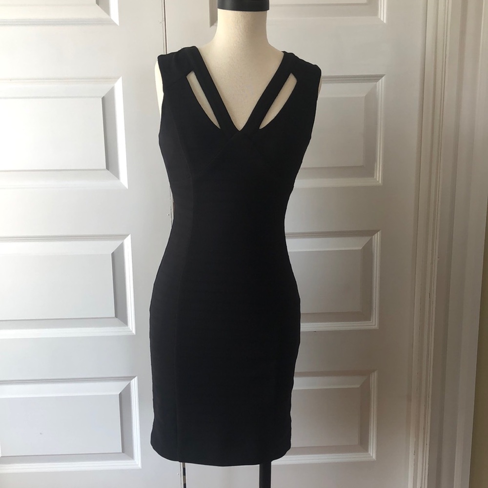 Black guess cocktail dress.